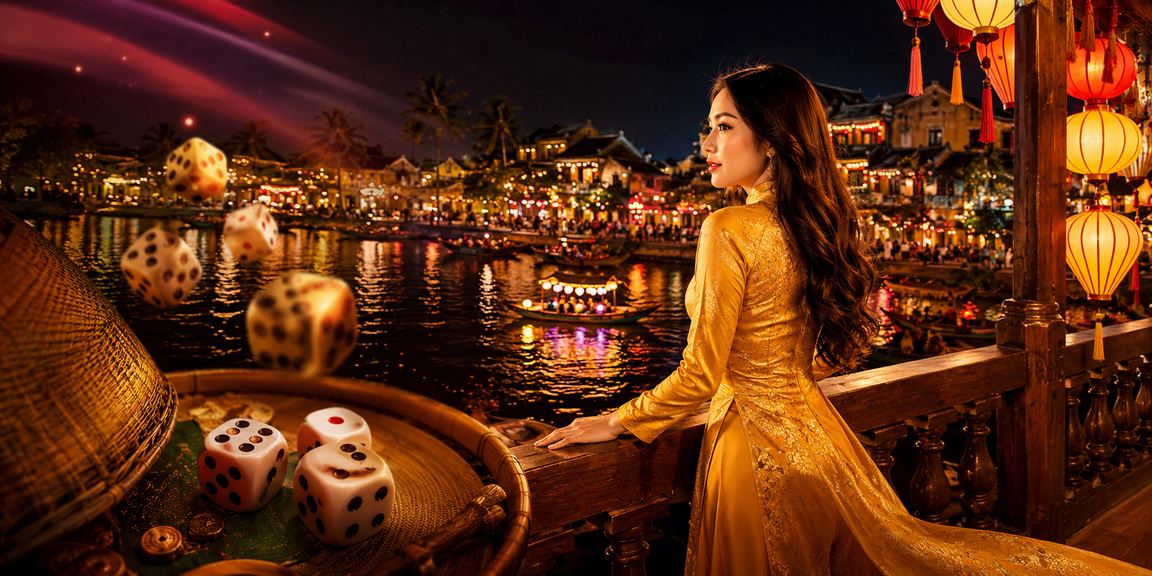 Cảnh quan Hội An với dice và áo dài biểu tượng văn hóa và sự cân bằng